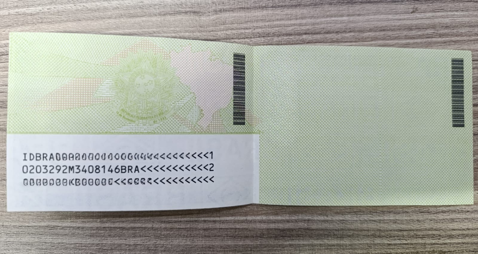 Exemplo do verso da CIN totalmente aberto