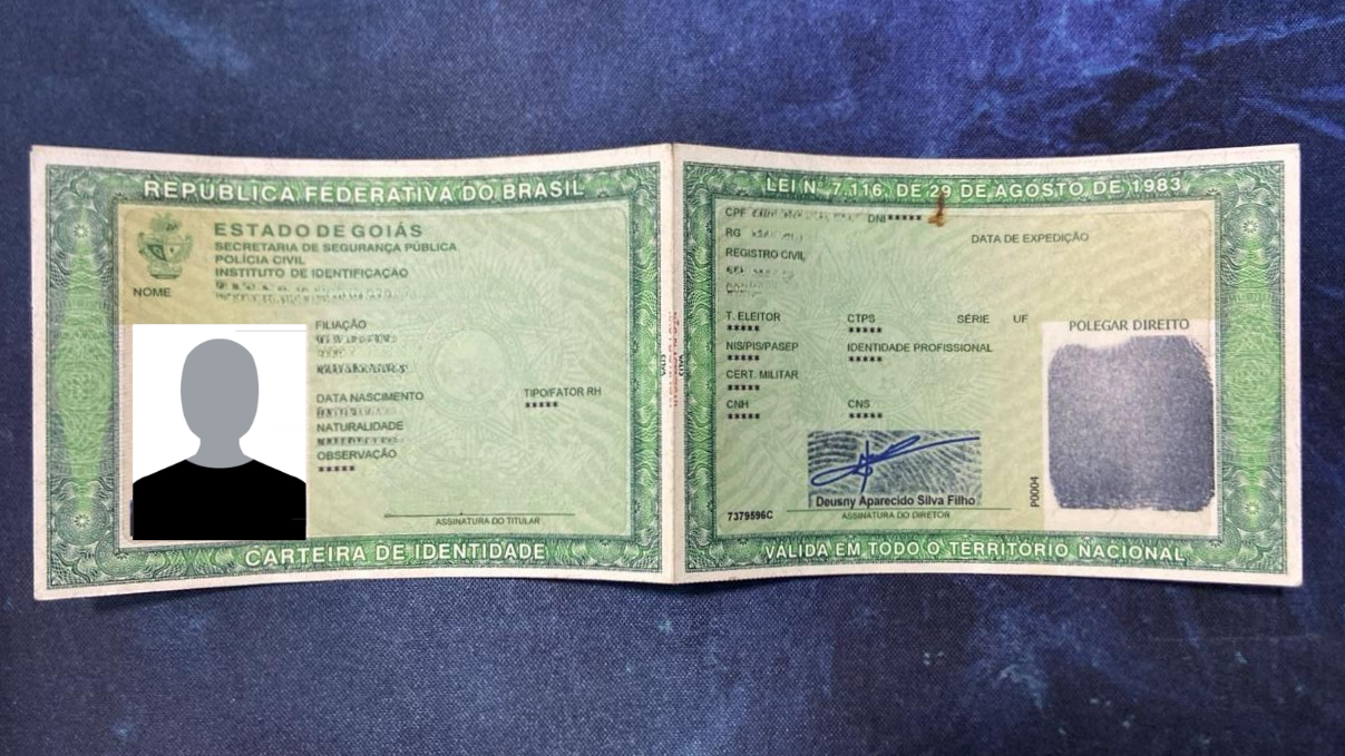 Exemplo correto da frente do DNI